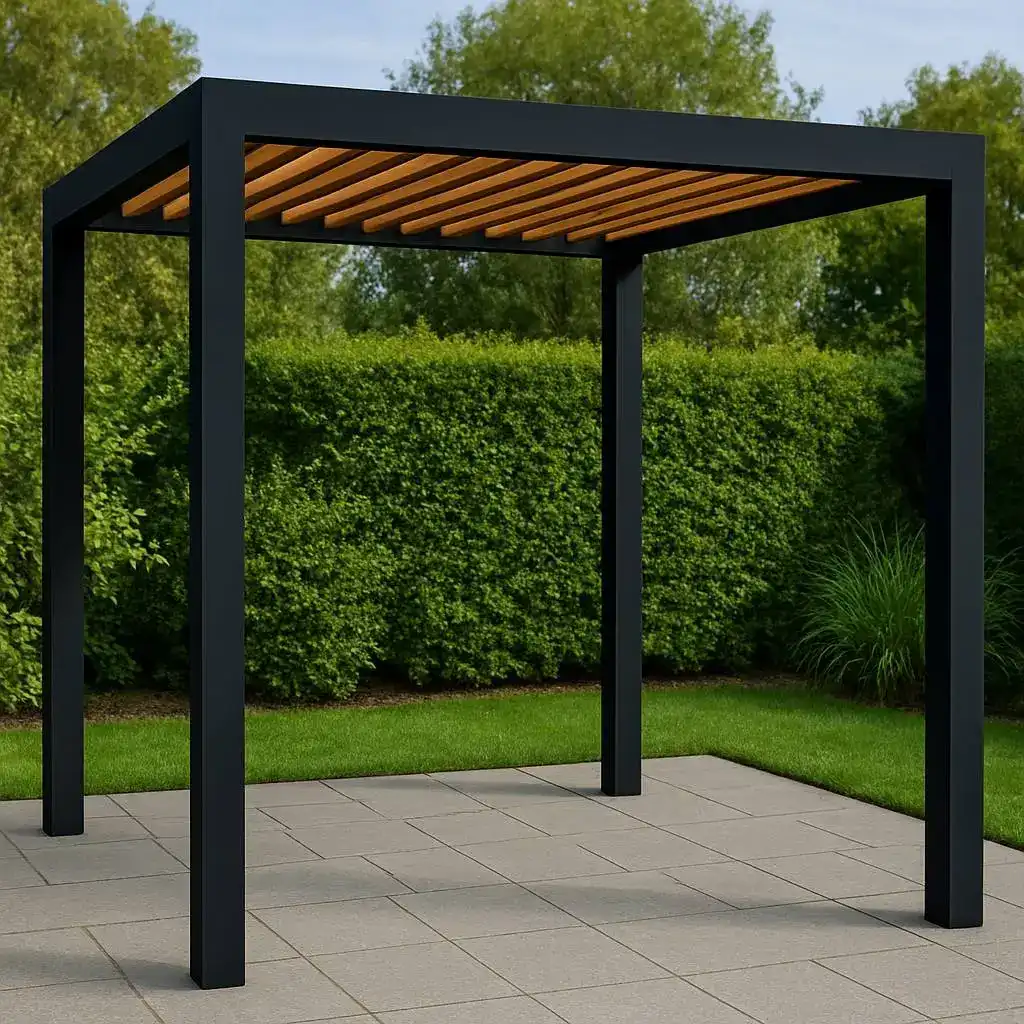 Bespoke steel pergola Mansfield — fabricated by Alchemist Fabrications