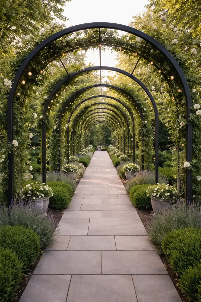 Architectural steel arch garden feature Mansfield — bespoke outdoor steelwork