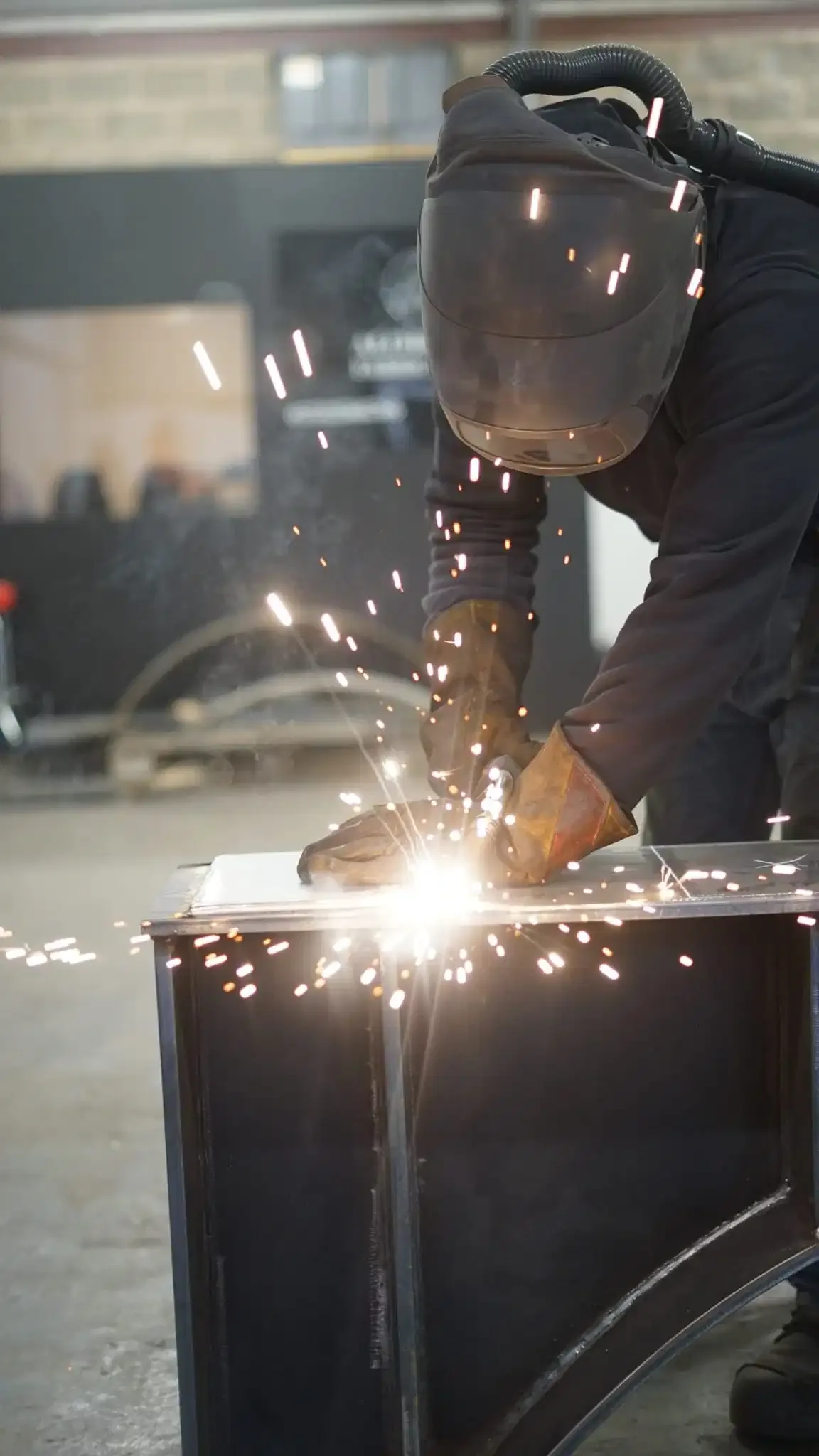 Pergola fabrication in progress at Alchemist Fabrications workshop, Mansfield