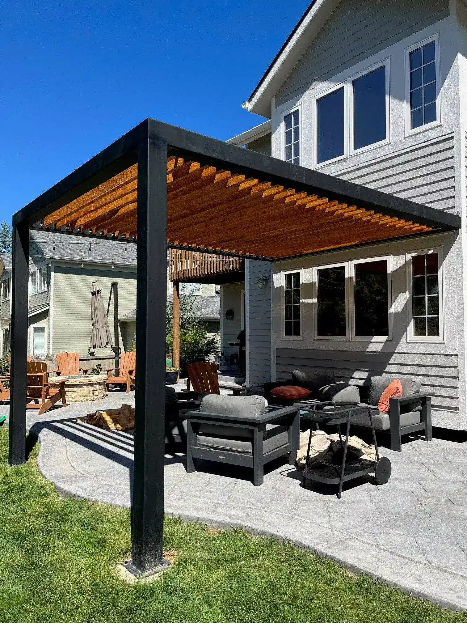 Steel Pergola installed by Alchemist Fabrications